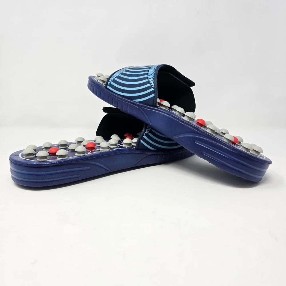 BYRIVER Acupressure Massage Slippers Navy Blue Sandals Size L Mens 9-10